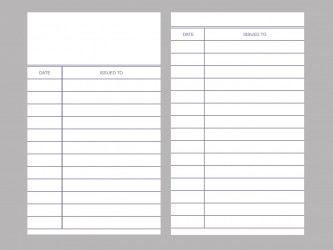 Fiches de livre - Date/Issued To - 2 colonnes - Sans entête