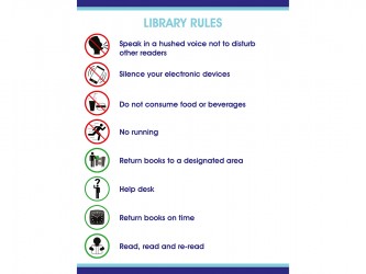 Affiche "Library Rules" en vinyle autocollant